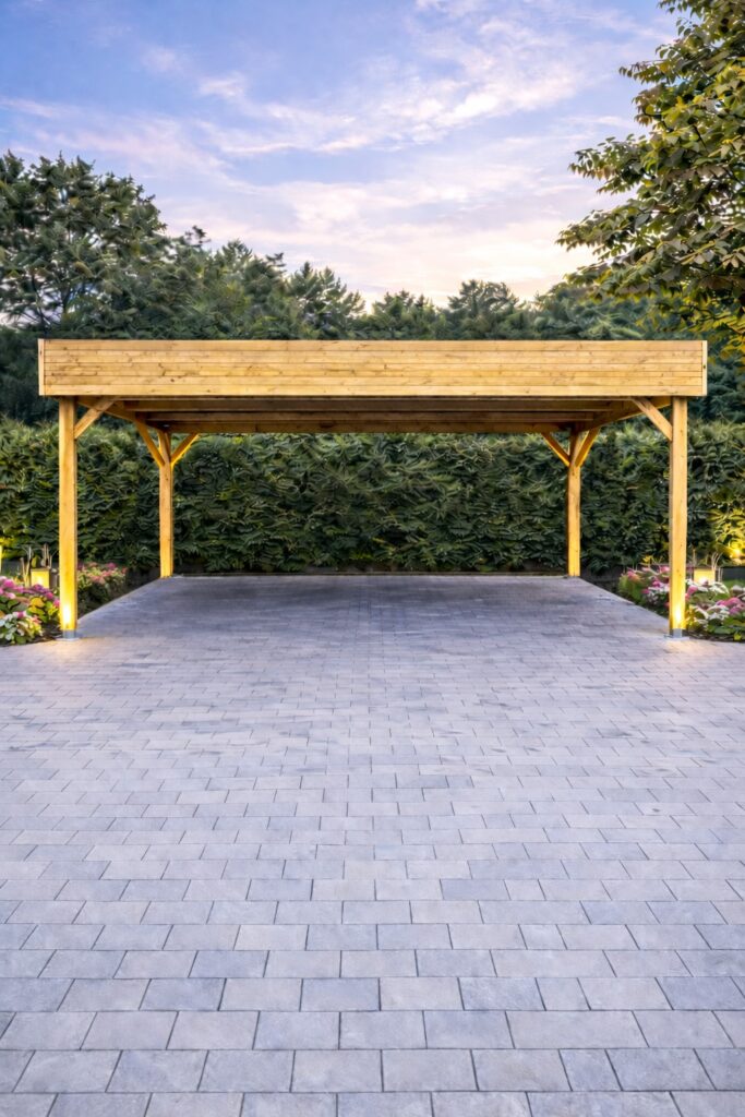 Carport en bois toit plat