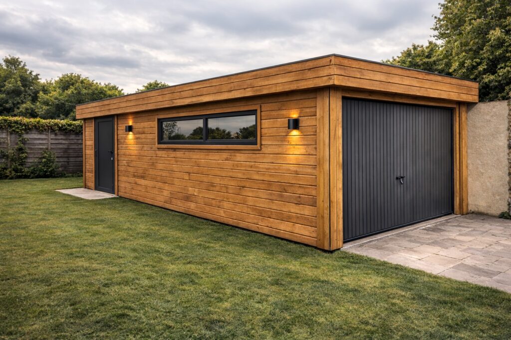 Garage en bois toit plat