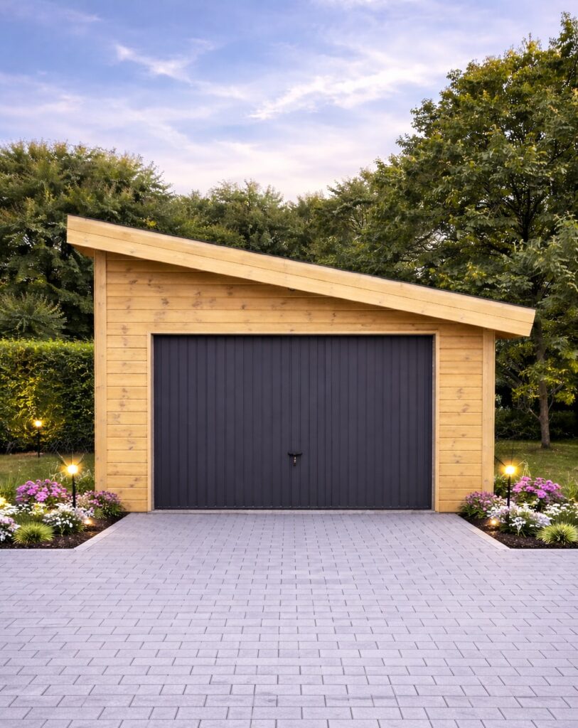 Garage en bois mono pente