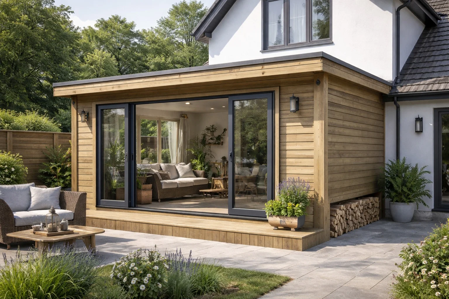 Aménagement extérieur en bois sur mesure réalisé par Living Concept