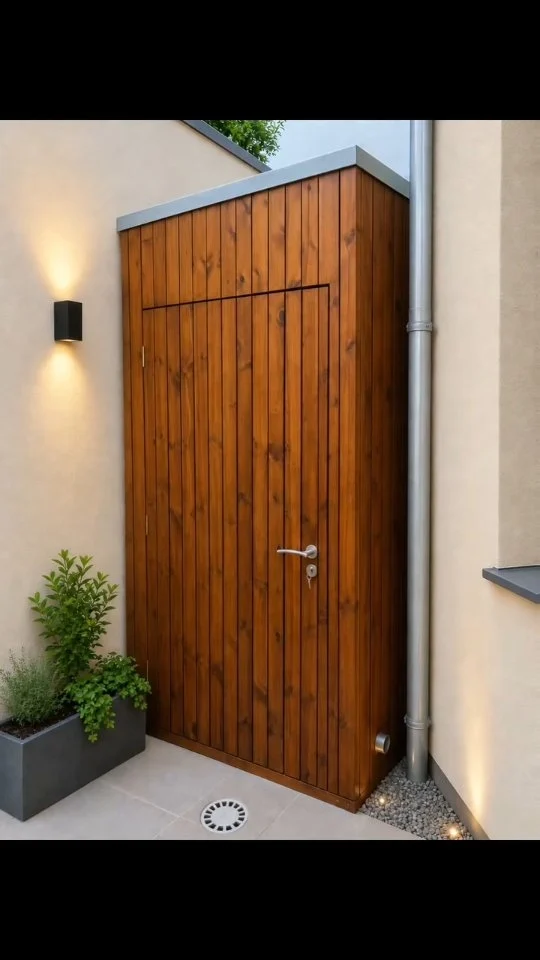 Abri de jardin sur mesure installé entre deux murs dans une cour d’immeuble à Paris